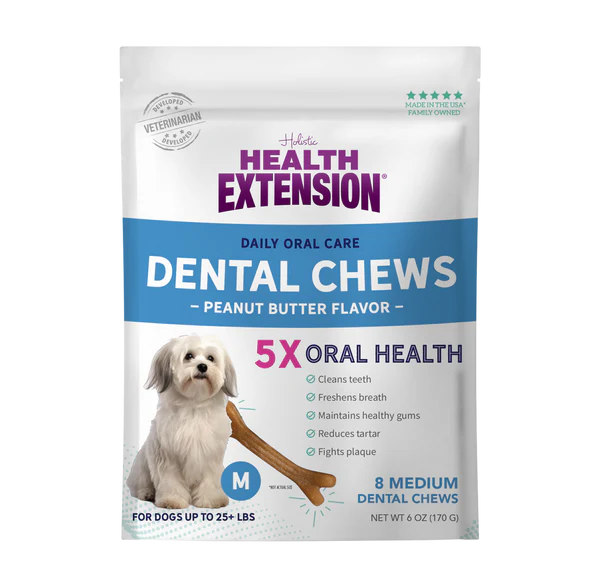 Peanut Butter Flavor Dental Bones - 8 Medium Bones