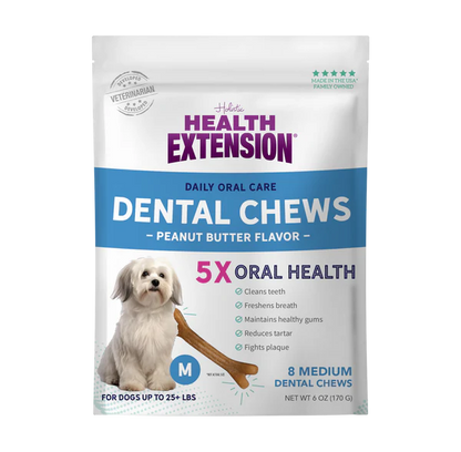 Peanut Butter Flavor Dental Bones - 8 Medium Bones