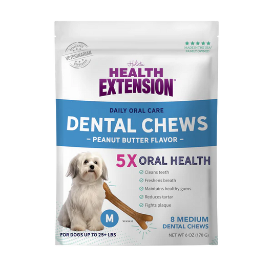 Peanut Butter Flavor Dental Bones - 8 Medium Bones