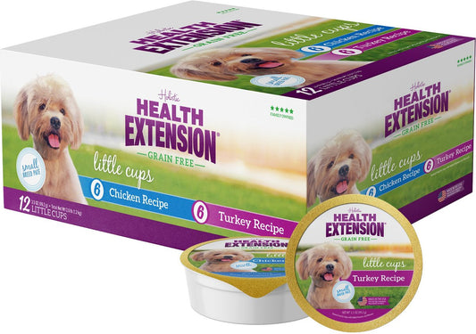 Health Extension Little Cups Chicken & Turkey Recipe Variety Pack Small Breed Grain-Free Wet Puppy Food, 3.5-oz, case of 12