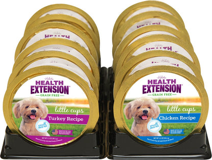 Health Extension Little Cups Chicken & Turkey Recipe Variety Pack Small Breed Grain-Free Wet Puppy Food, 3.5-oz, case of 12
