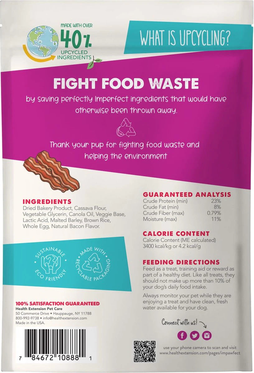 Health Extension Impawfect Bacon Flavored Soft & Chewy Training Dog Treats, 4-oz bag