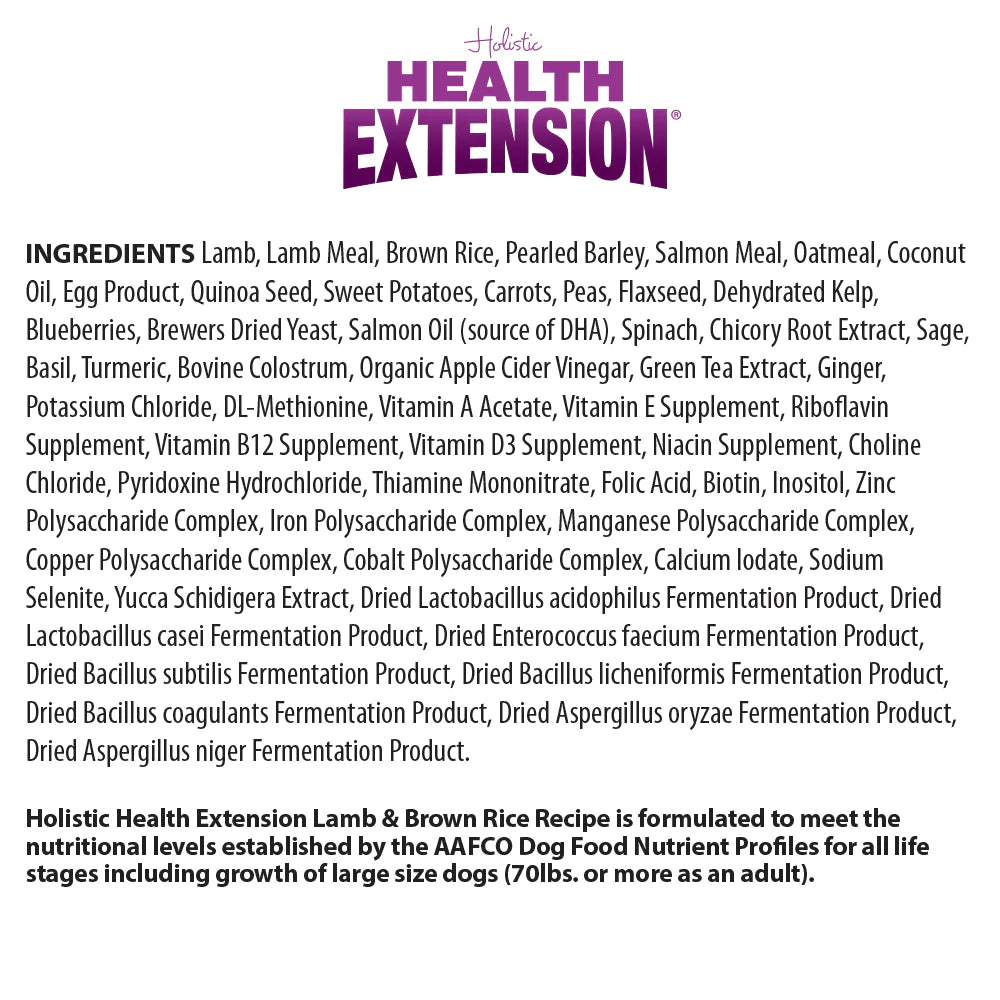 Health Extension Lamb & Brown Rice Recipe